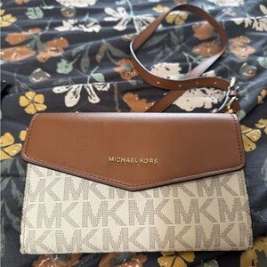 Michael Kors Brown and Cream Crossbody Bag